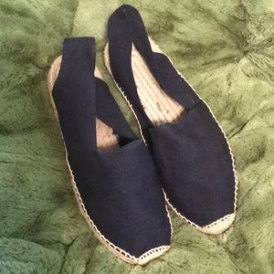 Navy blue sling back espadrilles
